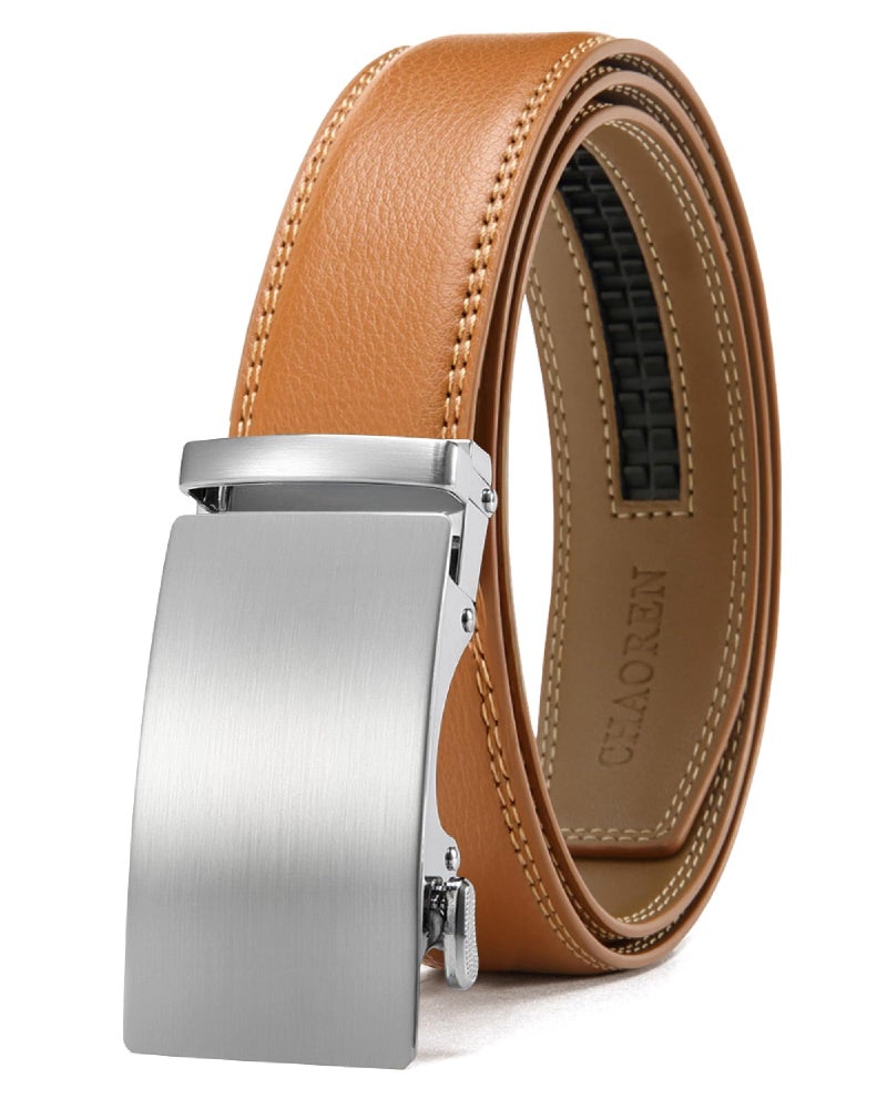 CHAOREN Mens Belt - Mens Ratchet Belt Leather 1 3/8" for Dress Pant - Micro Adjustable Belt Fit Everywhere - Image 1